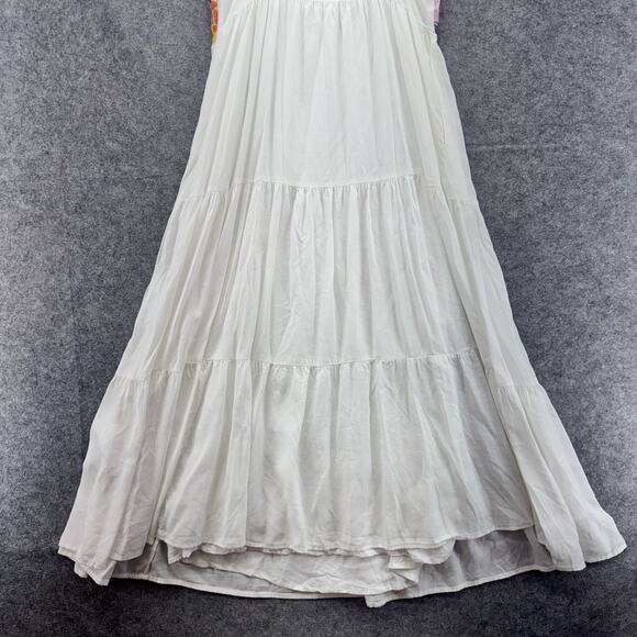 J.Marie Women Dress Size M White Linen Blend Embroidered Sleeveless Summer Beach - Picture 11 of 14